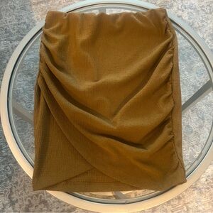 Brown Ruched Mini Pencil Skirt for Casual Wear free people nwot